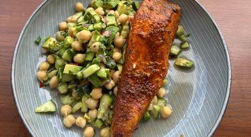 BBQ Salmon with Cucumber, Avocado & Chickpea Salsa